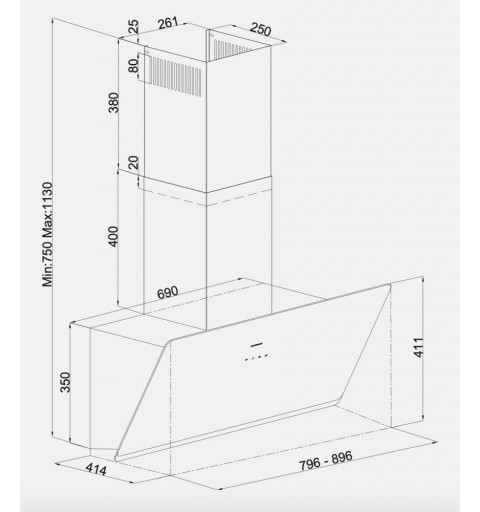 Silverline 3457 SOHO De pared Negro 627 m³ h A