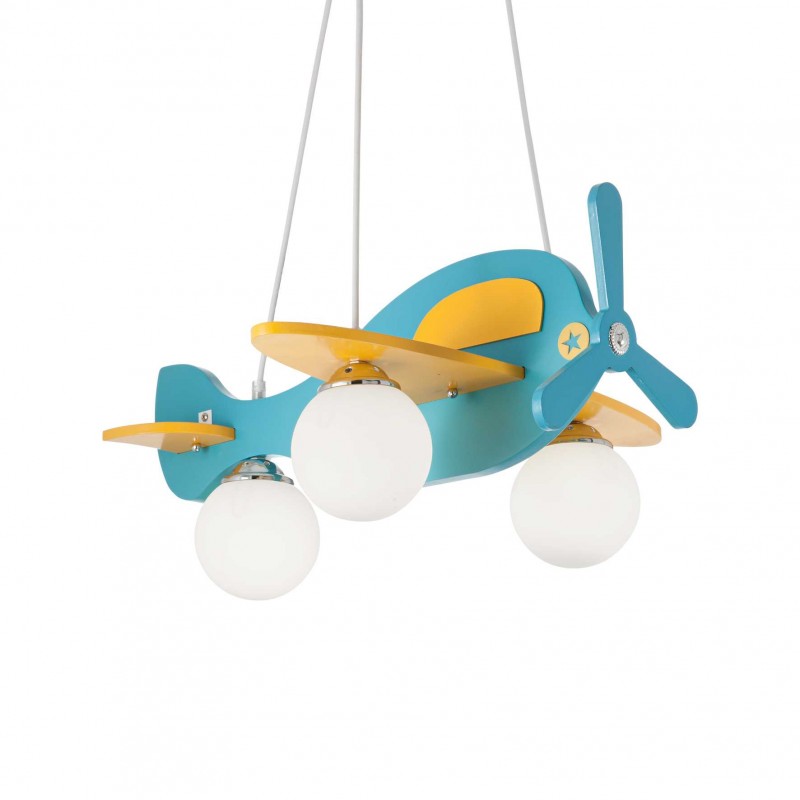 Ideal Lux AVION SP3 AZZURRO Mod. 136325 Lampada A Sospensione 3 Luci