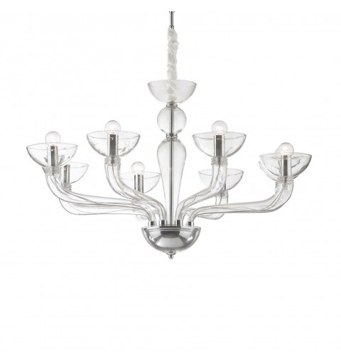 Ideal Lux CASANOVA SP8 TRASPARENTE Mod. 044255 Lampada A Sospensione 8 Luci