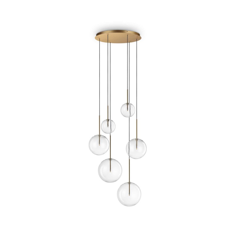 Ideal Lux EQUINOXE SP6 OTTONE Mod. 317243 Lampada A Sospensione 6 Luci