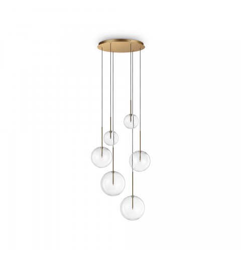 Ideal Lux EQUINOXE SP6 OTTONE Mod. 317243 Lampada A Sospensione 6 Luci