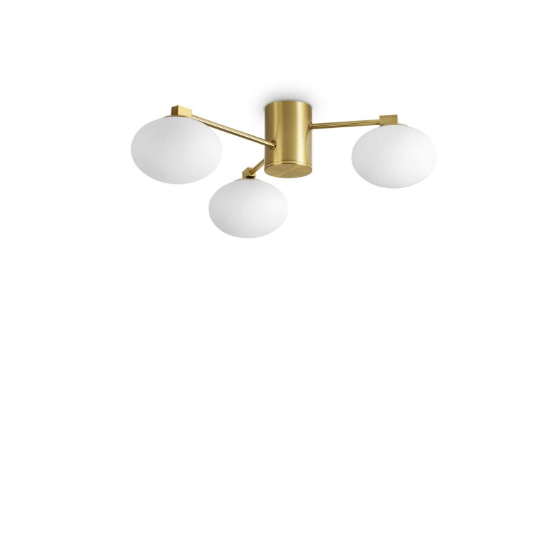 Ideal Lux HERMES PL3 D60 OTTONE Mod. 317007 Lampada Da Soffitto 3 Luci