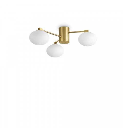 Ideal Lux HERMES PL3 D60 OTTONE Mod. 317007 Lampada Da Soffitto 3 Luci