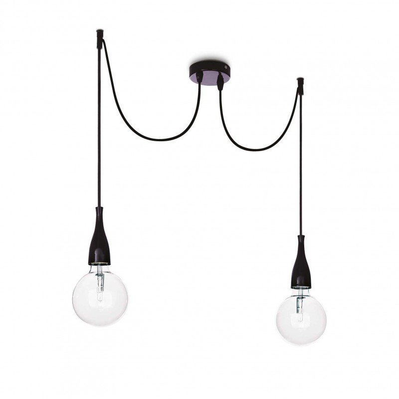 Ideal Lux MINIMAL SP2 NERO OPACO Mod. 112671 Lampada A Sospensione 2 Luci