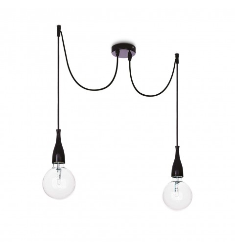 Ideal Lux MINIMAL SP2 NERO OPACO Mod. 112671 Lampada A Sospensione 2 Luci