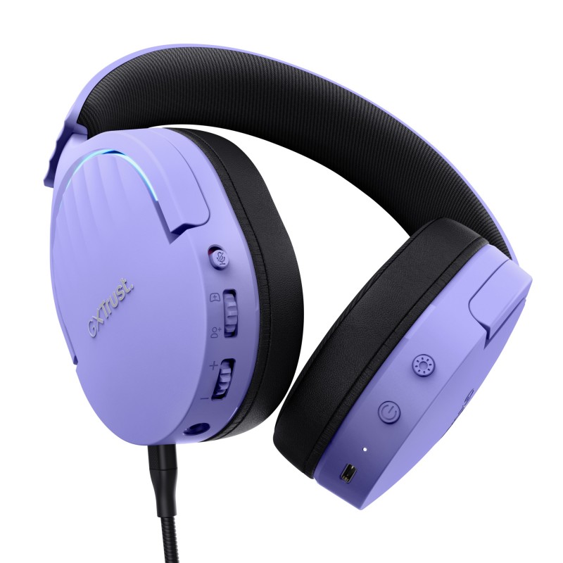 Trust GXT 491P FAYZO Auriculares Inalámbrico y alámbrico Diadema Juego USB tipo A Bluetooth Negro, Púrpura