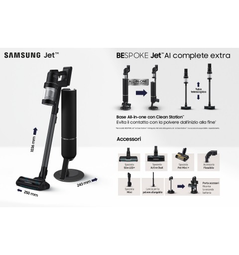 Samsung Aspirapolvere senza filo BESPOKE Jet™ AI complete extra 280W VS28C9784QK