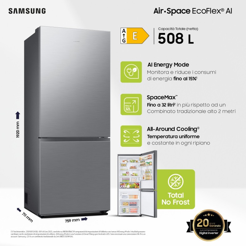 Samsung RB50DG602ES9 Freistehend 508 l E Metallisch, Edelstahl