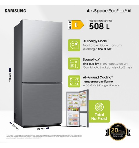 Samsung RB50DG602ES9 Freistehend 508 l E Metallisch, Edelstahl