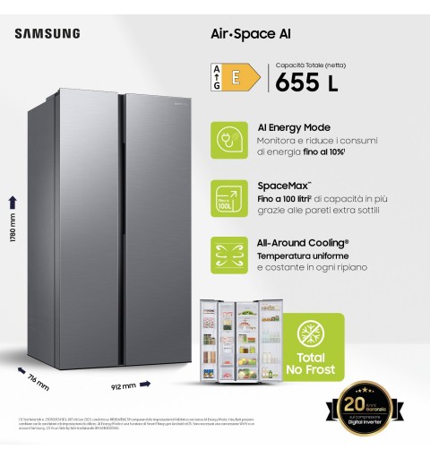 Samsung RS62DG5003S9 nevera puerta lado a lado Independiente 655 L E Acero inoxidable