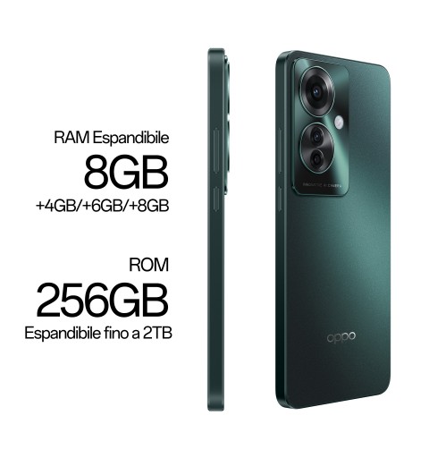 OPPO Reno 11 F 17 cm (6.7") Double SIM Android 14 5G USB Type-C 8 Go 256 Go 5000 mAh Vert