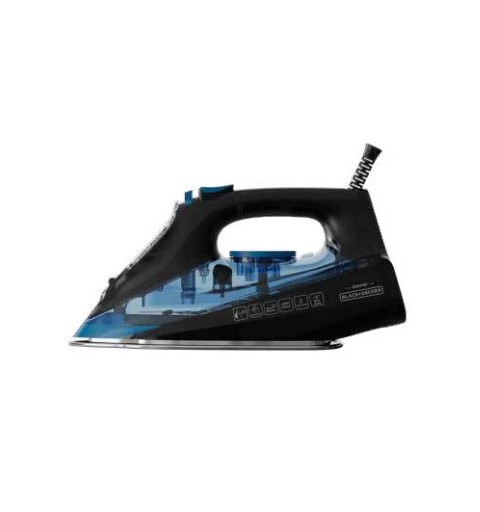 Black & Decker BXIR2606E Ferro da stiro a secco e a vapore Ceramica 2600 W Nero, Blu