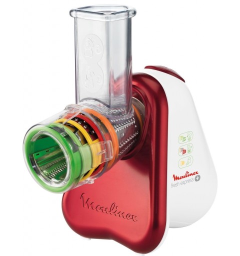 Moulinex Fresh Express + cortador de verduras en espiral o rallador eléctrico Rojo, Blanco