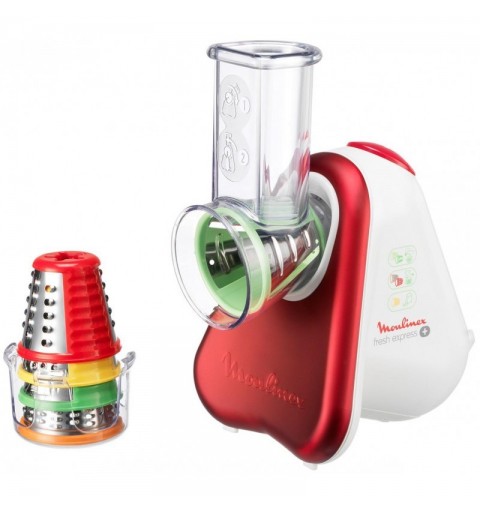 Moulinex Fresh Express DJ755G Affettatutto Grattugia Elettrico, 5 Funzioni di Taglio, 150 W, 1 Liter, 1 Decibel, plastica, Rosso