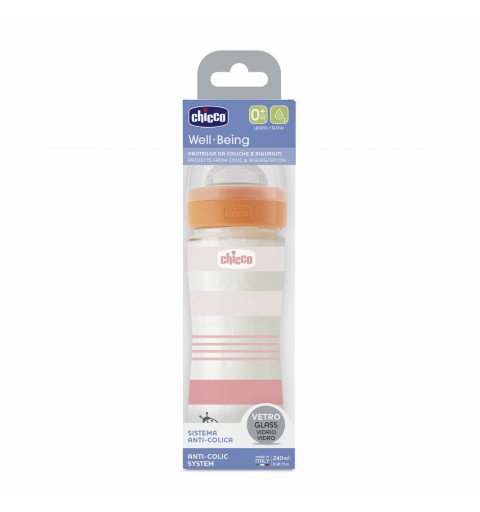 Chicco 00028721310000 Babyflasche 240 ml Orange, Transparent, Weiß, Gelb Glas