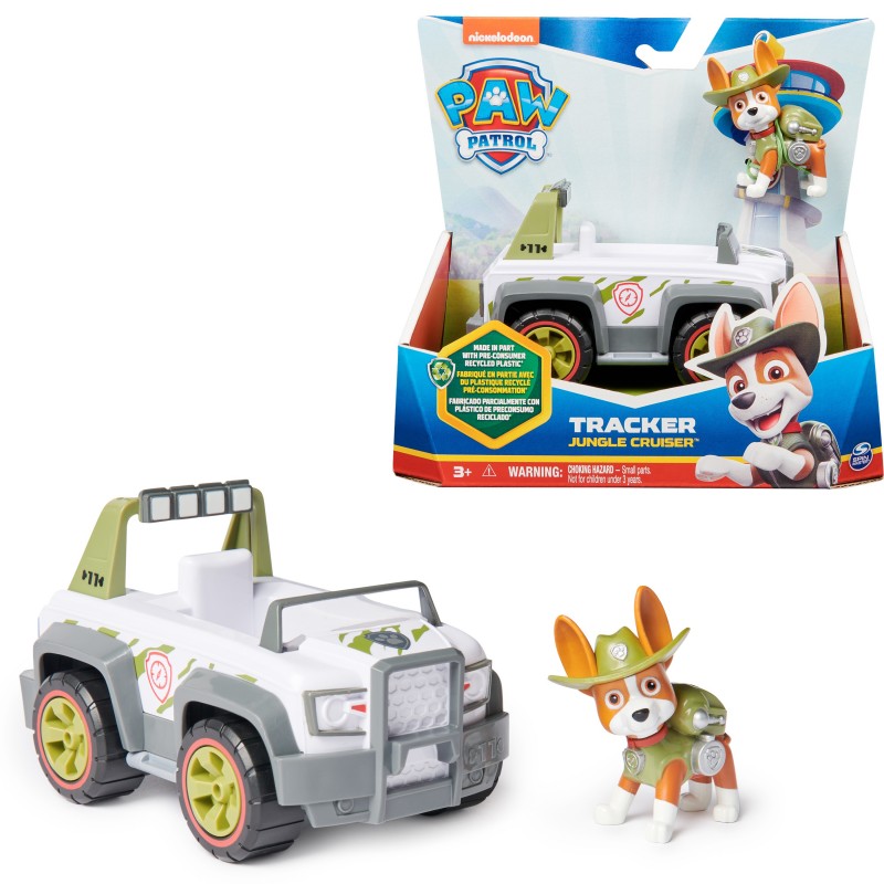 PAW Patrol , Veicolo Jungle Cruiser di Tracker, Veicolo e Personaggio Tracker, Giochi Bambini, 3+ anni