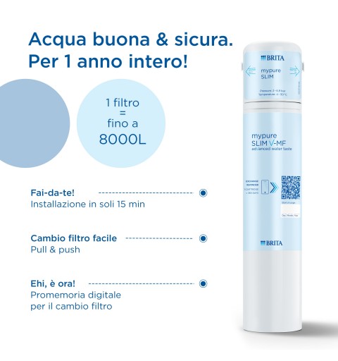 Brita Filtro per mypure SLIM V-MF, 1 filtro (8000L) - filtro di ricambio per il sistema filtrante