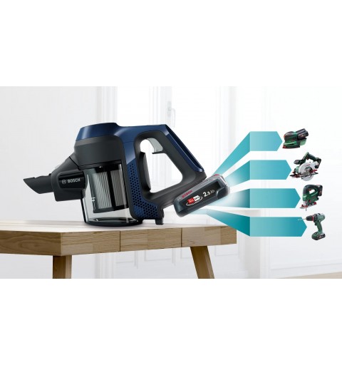 Bosch Serie 6 BCS611P4A aspirateur balai et balai électrique Batterie Sec Filtre hygiénique Sans sac 0,3 L Noir 2,5 Ah