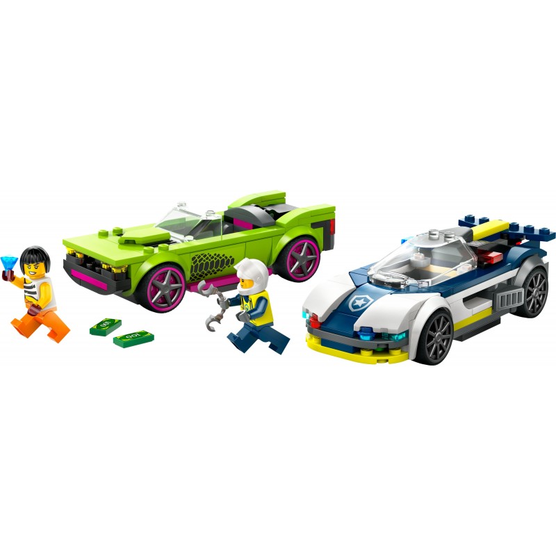 LEGO La course-poursuite entre la voiture de police et la super voiture