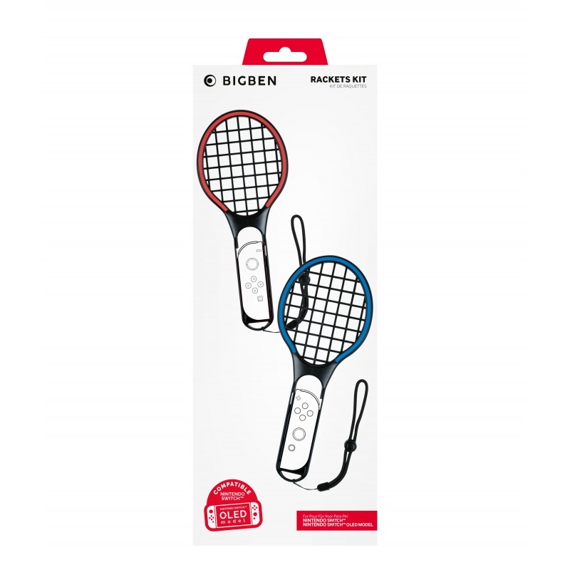 Bigben Interactive Joy-Con Tennis Rackets Kit Noir, Bleu, Rouge Spéciale Nintendo Switch