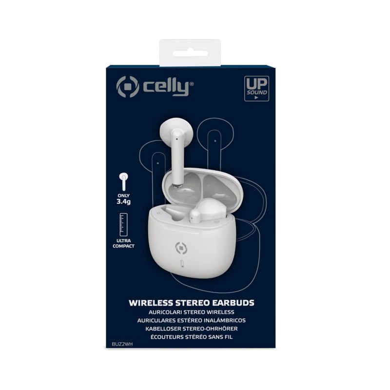 Celly BUZ2 Kopfhörer True Wireless Stereo (TWS) im Ohr Anrufe Musik USB Typ-C Bluetooth Weiß