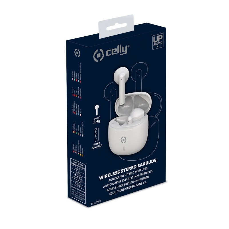 Celly BUZ2 Kopfhörer True Wireless Stereo (TWS) im Ohr Anrufe Musik USB Typ-C Bluetooth Weiß