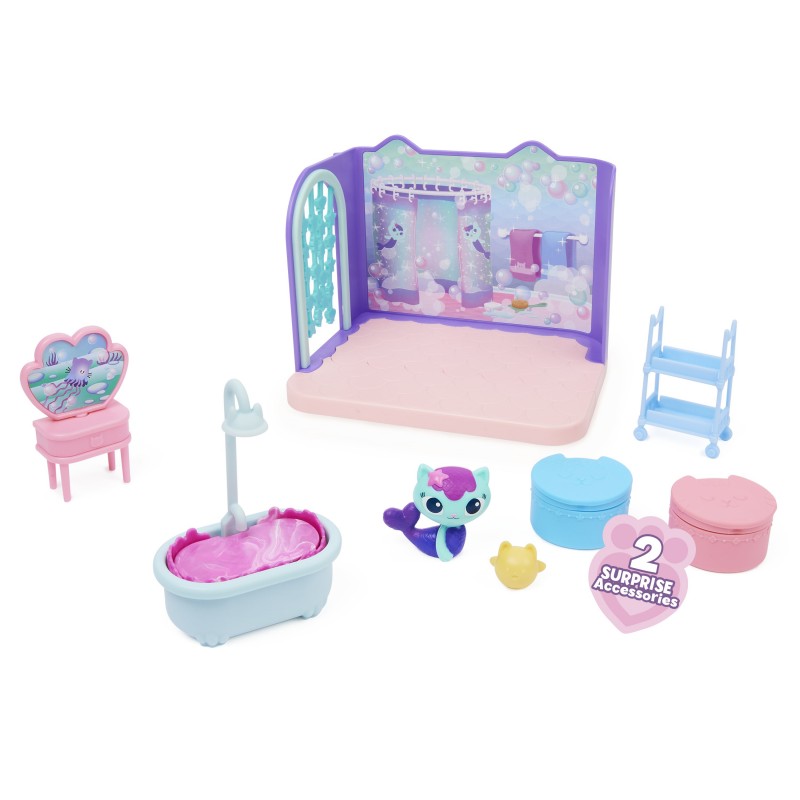 Gabby's Dollhouse Gabby et la Maison Magique - - Playset Deluxe La Salle De Bain Marine - 1 Figurine + Accessoires - Ajoute