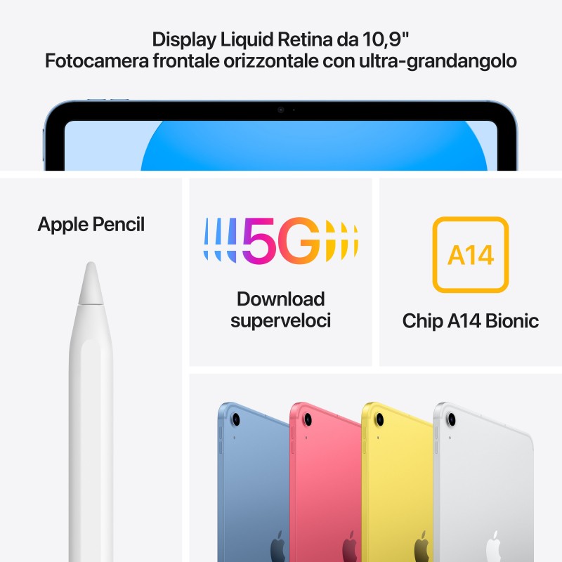 Apple iPad 5G TD-LTE & FDD-LTE 256 GB 27,7 cm (10.9") Wi-Fi 6 (802.11ax) iPadOS 16 Azul