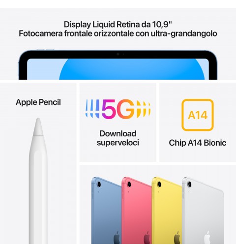 Apple iPad 5G TD-LTE & FDD-LTE 256 GB 27,7 cm (10.9") Wi-Fi 6 (802.11ax) iPadOS 16 Azul