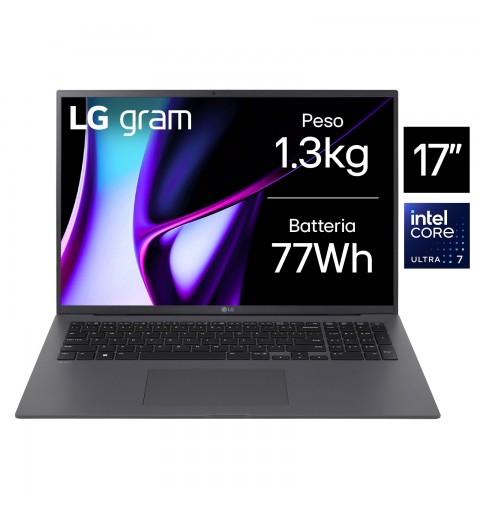 LG Gram 17" - 17Z90S - Intel® Core™ Ultra 7 155H, 16GB RAM, 512GB SSD, 17", 1.3kg, Windows 11 Home, Nero