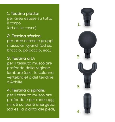 Beurer MG99 Massaggiatore a Pistola Per Massaggi ai muscoli 4 accessori - 5 livelli - batteria ricaricabile