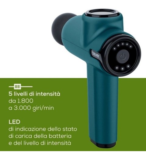 Beurer MG99 Massaggiatore a Pistola Per Massaggi ai muscoli 4 accessori - 5 livelli - batteria ricaricabile