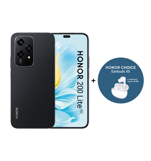 Honor 200 Lite 5G + Earbuds X5 17 cm (6.7") Doppia SIM Android 14 USB tipo-C 8 GB 256 GB 4500 mAh Nero