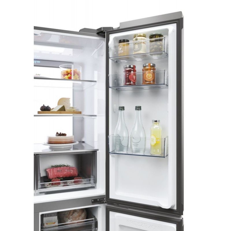 Haier Cube 90 Serie 7 HCR79F19ENMM side-by-side refrigerator Freestanding 646 L E Platinum, Stainless steel