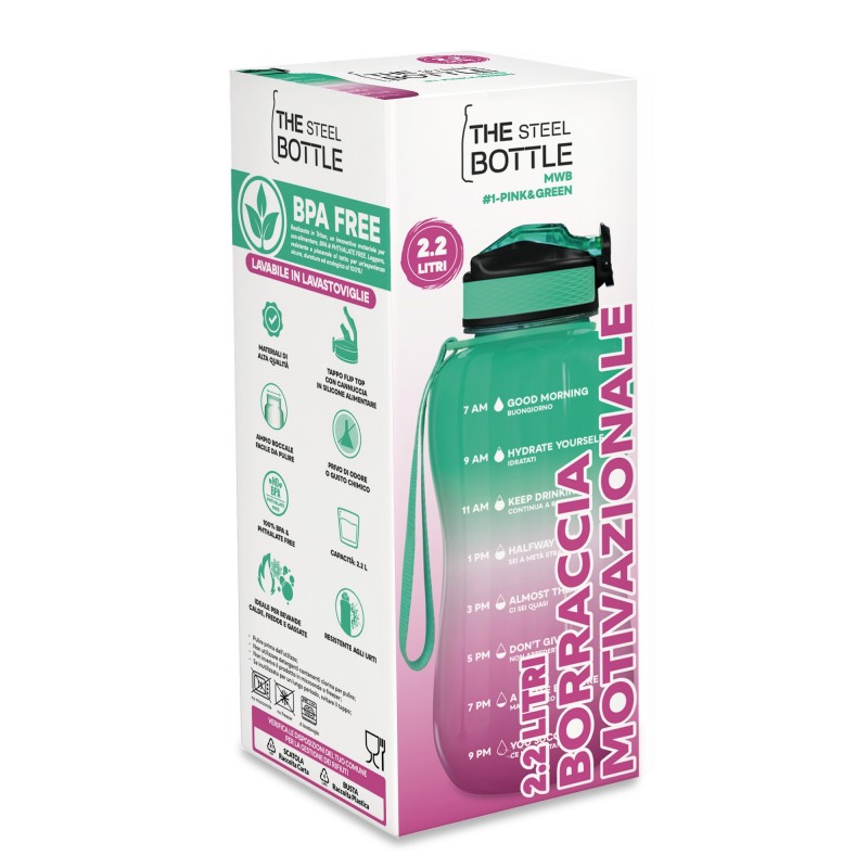 The Steel Bottle 8059304665370 bidón de agua Uso diario 2200 ml Tritan Verde, Rosa