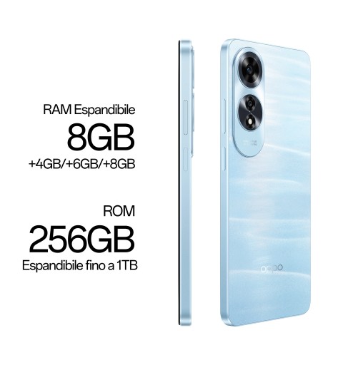 OPPO A60 16,9 cm (6.67") Double SIM Android 14 4G USB Type-C 8 Go 256 Go 5000 mAh Bleu