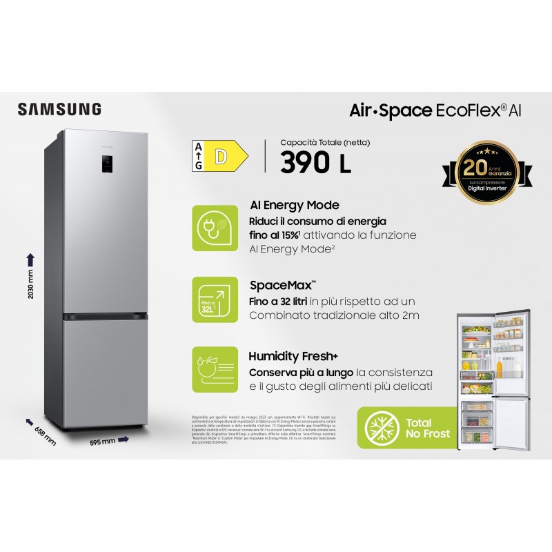 Samsung RB38C774DSA Pose libre 390 L D Acier inoxydable