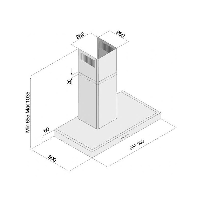 Silverline 3170 EC.9 campana De pared Acero inoxidable 500 m³ h C