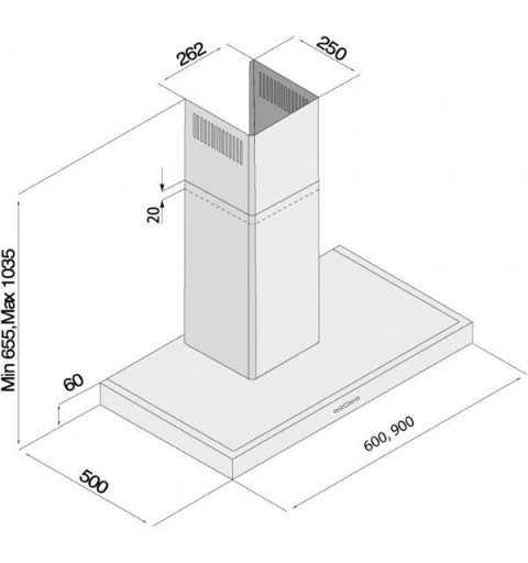 Silverline 3170 EC.9 campana De pared Acero inoxidable 500 m³ h C