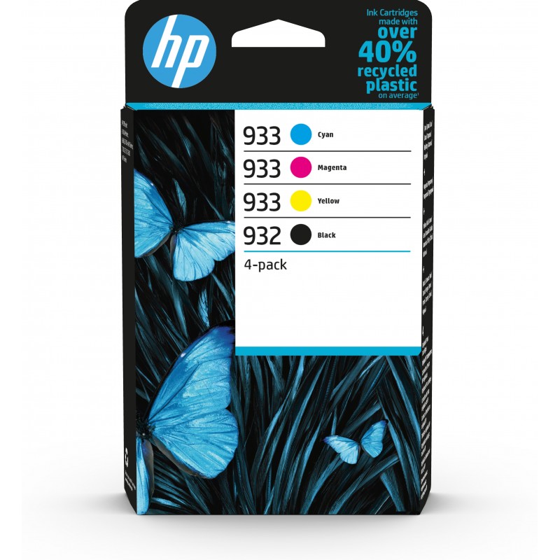 HP 932 Pack de 4 cartouches d'encre noire 933 Pack de 4 cartouches d'encre cyan magenta jaune authentiques