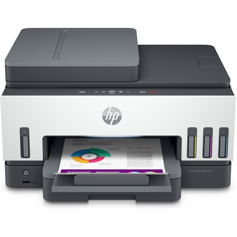 HP Smart Tank Stampante multifunzione 7605, Colore, Stampante per Abitazioni e piccoli uffici, Stampa, copia, scansione, fax,