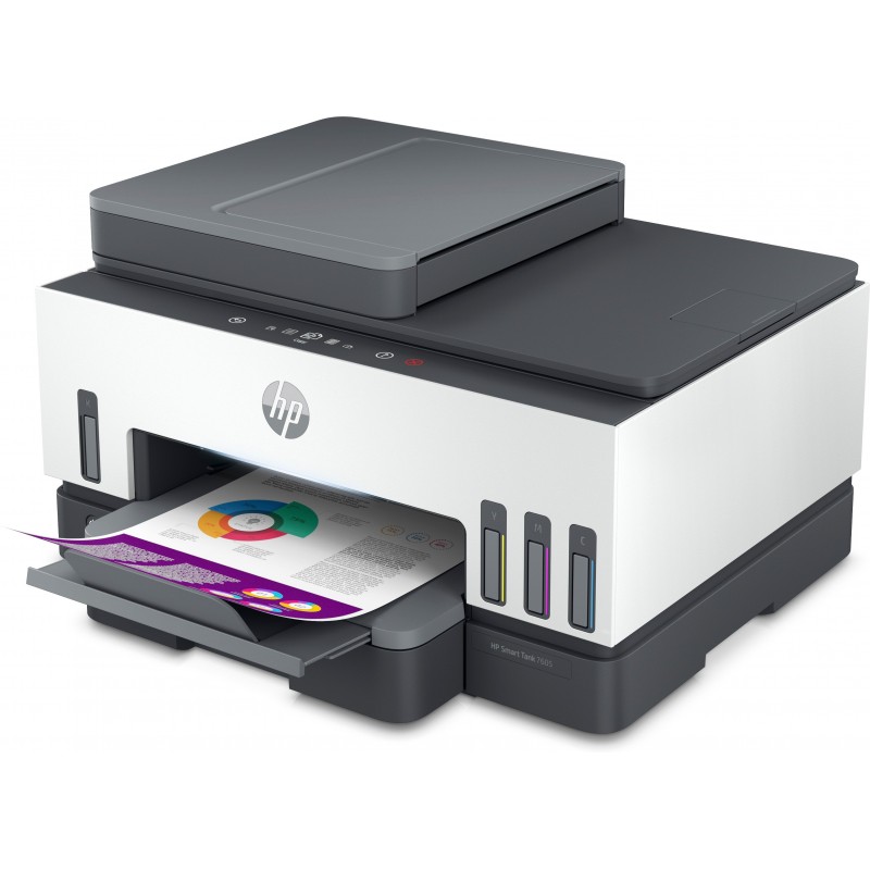 HP Smart Tank Stampante multifunzione 7605, Colore, Stampante per Abitazioni e piccoli uffici, Stampa, copia, scansione, fax,