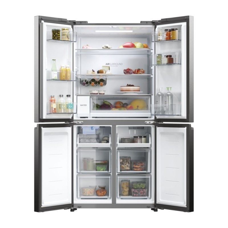 Haier Cube 83 Serie 5 HCW58F18EHMP side-by-side refrigerator Freestanding 507 L E Platinum, Stainless steel