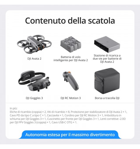 DJI Avata 2 Fly More Combo (3 Batteries) 4 Rotoren Quadrocopter 12 MP 3840 x 2880 Pixel 2150 mAh Schwarz