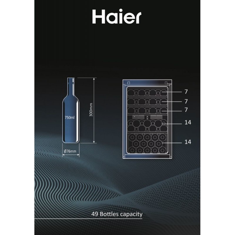 Haier Wine Bank 50 Serie 3 HWS49GAE Compressor wine cooler Freestanding Black 49 bottle(s)