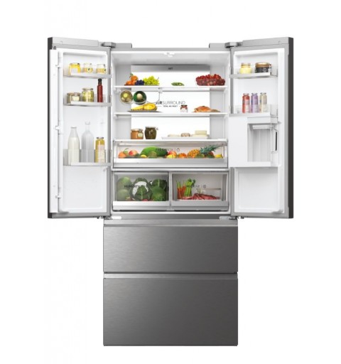 Haier FD 83 Serie 7 HFW7819EWMP frigo américain Pose libre 537 L E Platine, Acier inoxydable