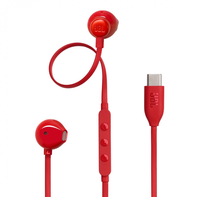 JBL Tune 305C Headset Wired In-ear Calls Music USB Type-C Red