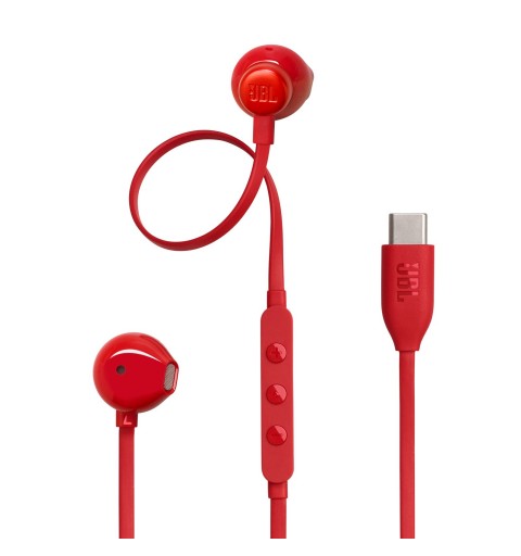 JBL Tune 305C Headset Wired In-ear Calls Music USB Type-C Red