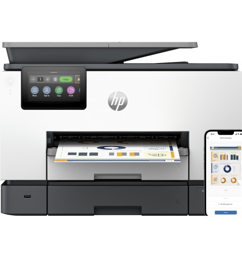 HP OfficeJet Pro Stampante multifunzione 9130b, Colore, Stampante per Piccole e medie imprese, Stampa, copia, scansione, fax,