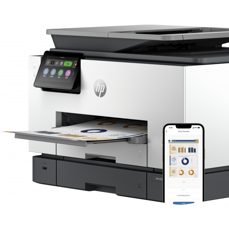 HP OfficeJet Pro 9130b All-in-One Drucker, Farbe, Drucker für Kleine und mittlere Unternehmen, Drucken, Kopieren, Scannen,